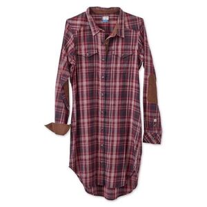 KAVU Jurnee Fireside Dress Size S Long Sleeve Button Up Shirt Midi Dress New!